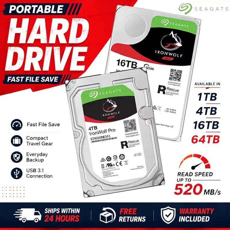 For Seagate IronWolf Pro 3.5 Inch SATA Hard Drive 4TB 8TB 10TB 16TB Internal HDD For NAS RAID Storage With Data Recovery Service