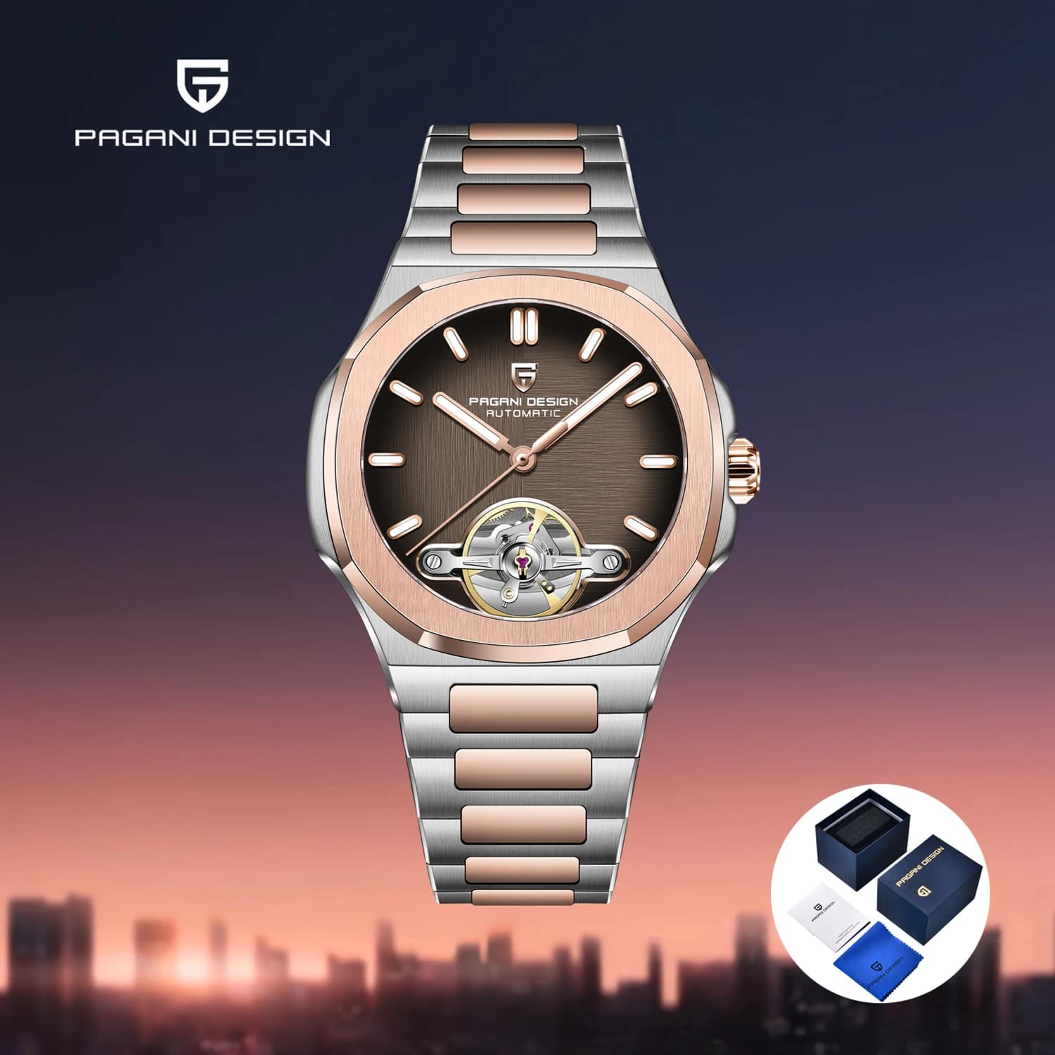 PAGANI DESIGN Tourbillon men's automatic luxury watch for men's automatic mechanical watches AR Sapphire Light gift box