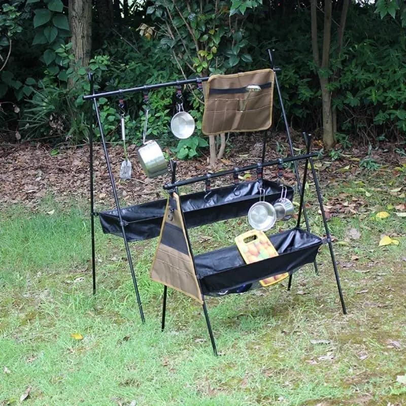652F Outdoor Folding Net Bag Picnics Under Table Storage Bag Desk Box Tripod Mesh Basket Organizers Camping Table Rack Bag