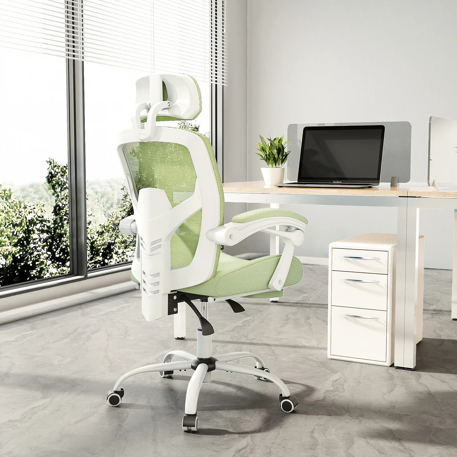 Sedia da gioco a dondolo ergonomica reclinabile con schienale alto in rete per soggiorno, scrivania per computer, cuscino di supporto lombare girevole