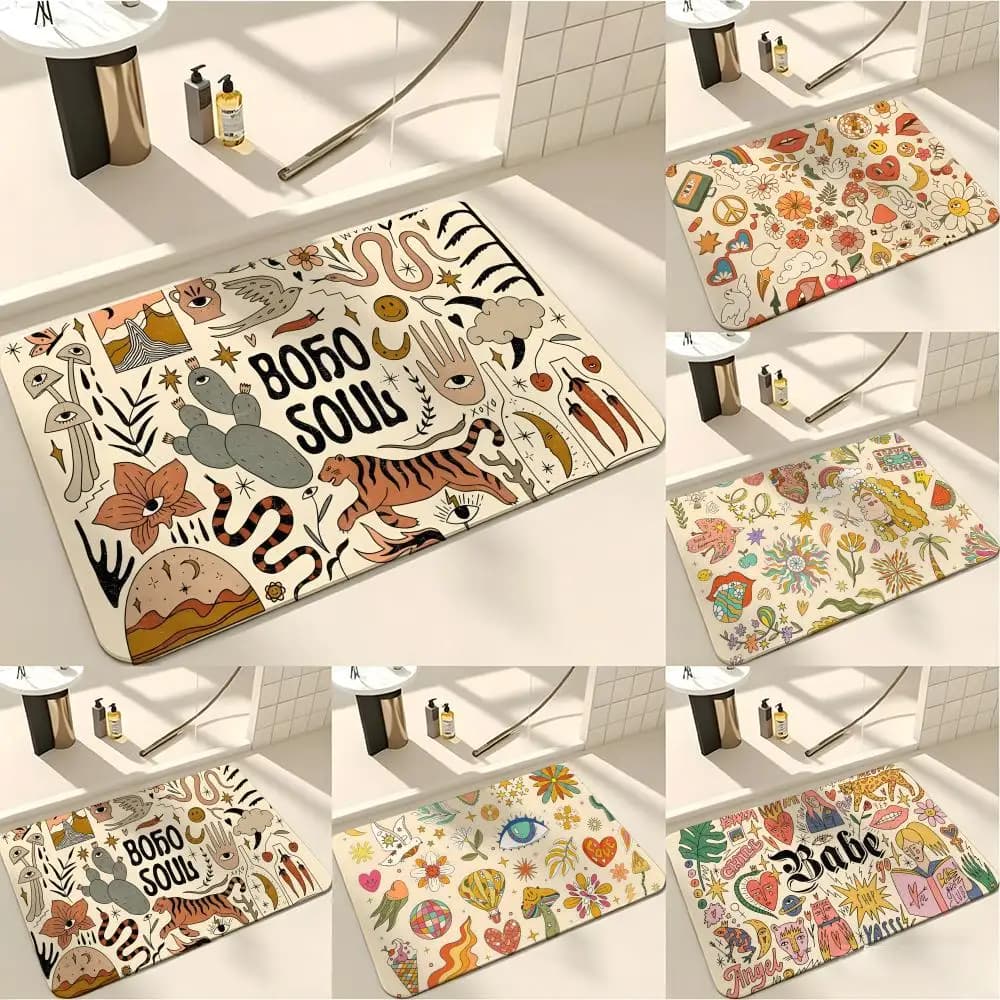 Tappetino da pavimento anime B-BOHO, tappetino assorbente, tappeto antiscivolo per bagni, servizi igienici e toilette
