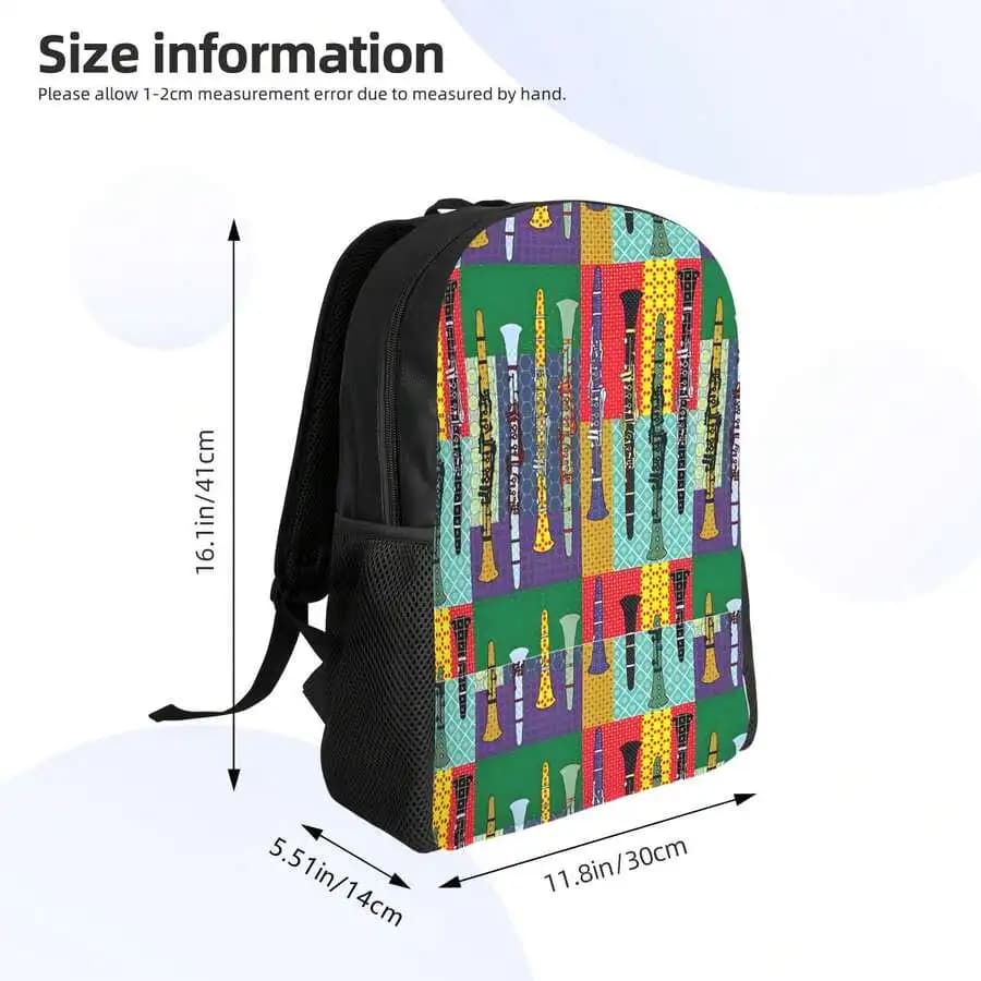 Clarinet Pattern Backpack For Men Travel Gym Durable Lightweight Daily Use
