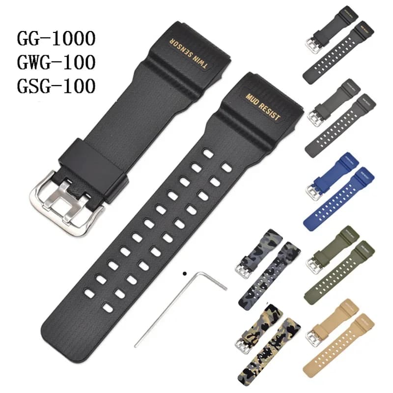 Cinturino in silicone in resina per Casio G-SHOCK GG-1000 GWG-100 GSG-100 Cinturino di ricambio da uomo Accessori per bracciale sportivo impermeabile