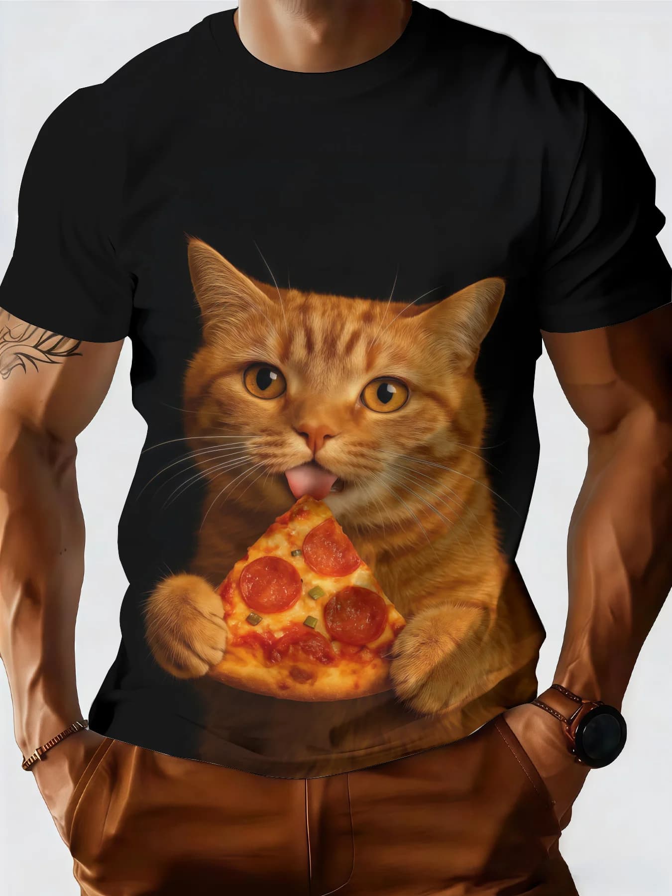 T-shirt da uomo estiva nuova con scollo a O, stampa 3D a contrasto con lettere, mezza manica traspirante, creativa e personalizzata - Abbigliamento uomo