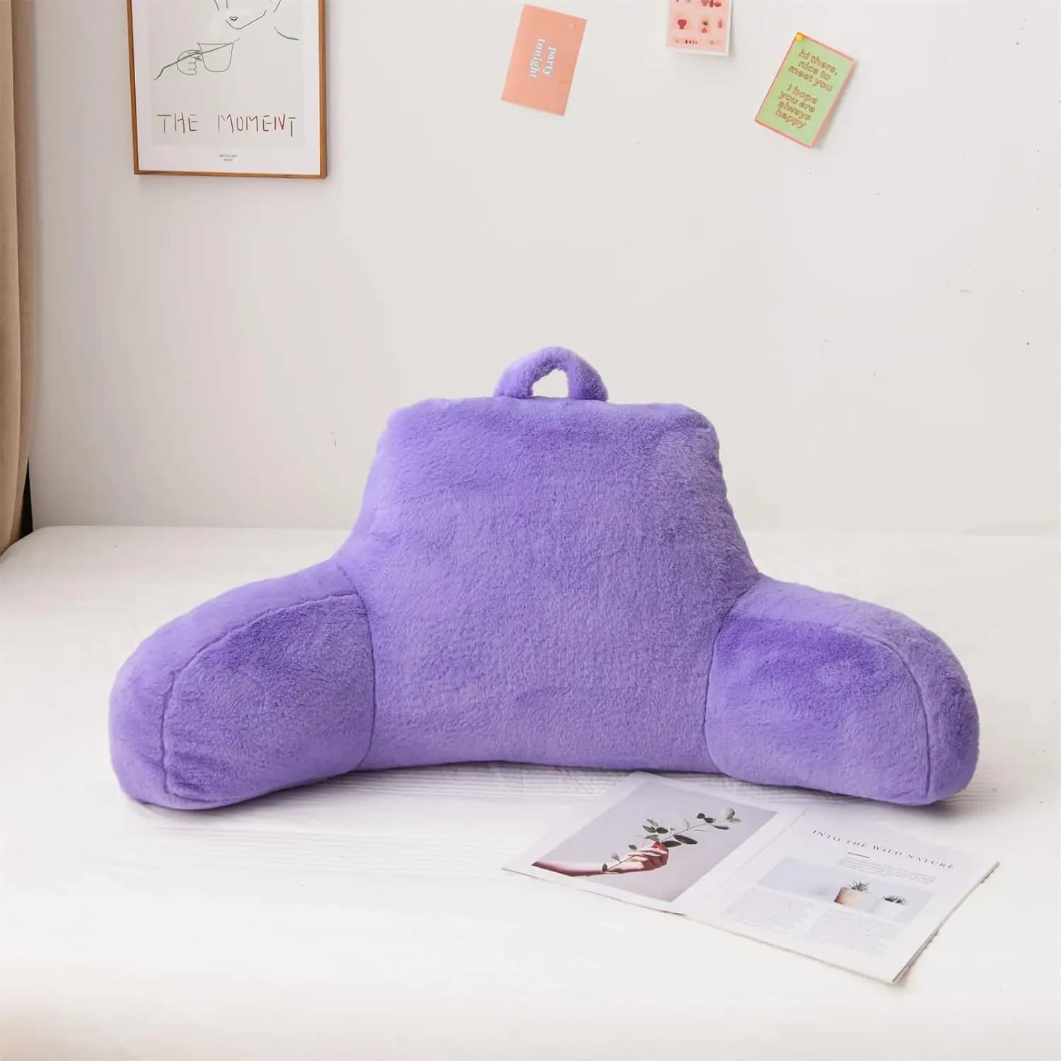 Comodo cuscino da lettura con braccioli e supporto lombare per adulti, adolescenti e donne in gravidanza - Viola
