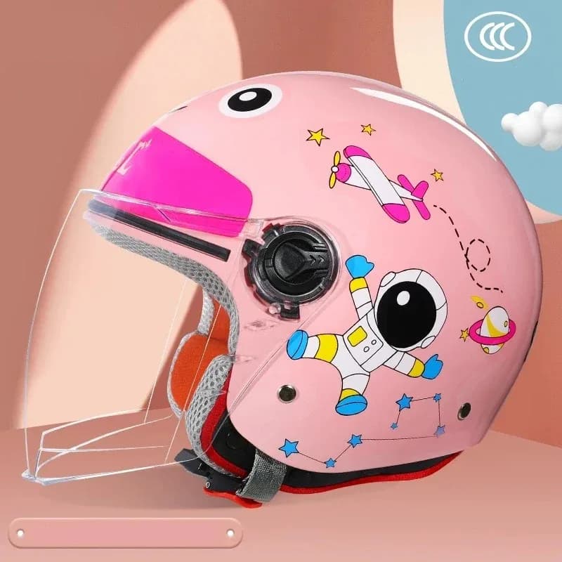Kids Cartoon Cute Four Seasons Motorcycle Helmet Children's Electric Bike Open Face Bike for Kids Boy Girl Unicorn DOT