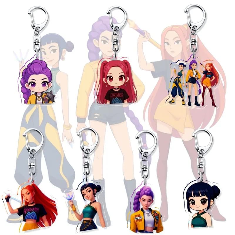 Portachiavi in Acrilico K-Pop Demon Hunters, Ciondolo con Personaggi Huntr/X Rumi Mira Zoey, Charm per Borsa, Decorazione per Zaino, Giocattolo Anime, Regalo per Ragazze