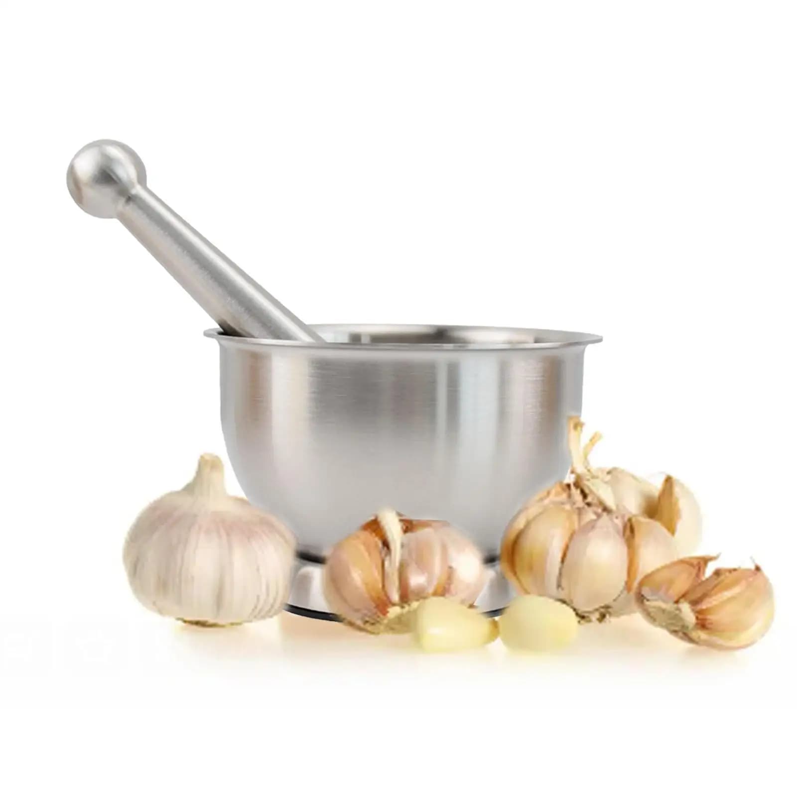Set Mortaio e Pestello Manuale per Aglio, Regalo di Benvenuto, Base Antiscivolo, Ciotola per Guacamole, Pepe e Spezie