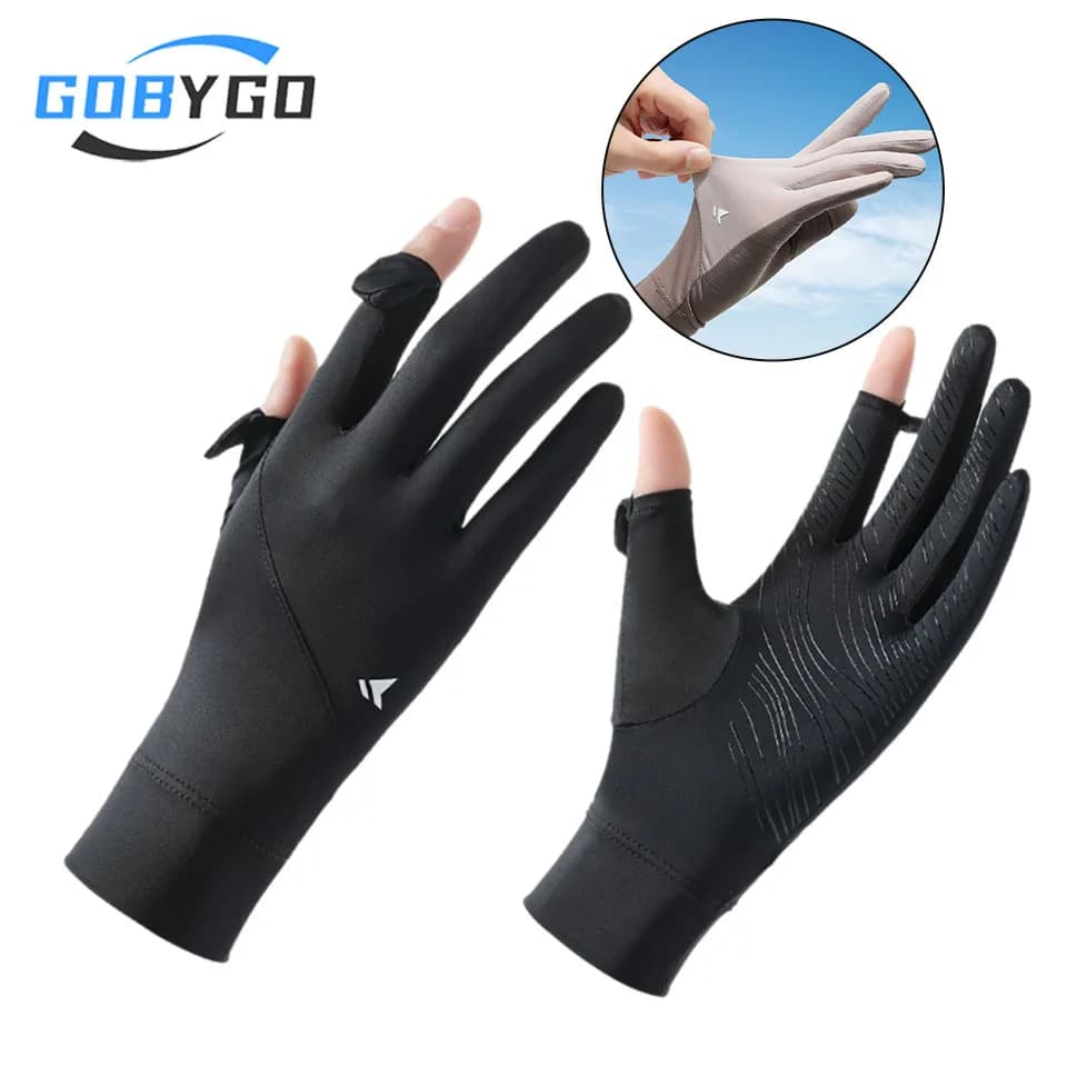 GOBYGO Guanti estivi da donna sottili e antiscivolo, resistenti ai raggi UV, in filato grezzo, traspiranti, protettivi dal sole, touchscreen, per ciclismo all'aperto