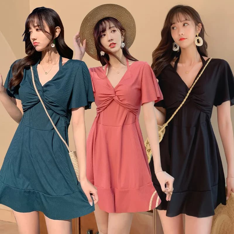 Costume da bagno alla moda a due pezzi, per piscina e mare, casual, da donna, taglie forti, coprente e snellente