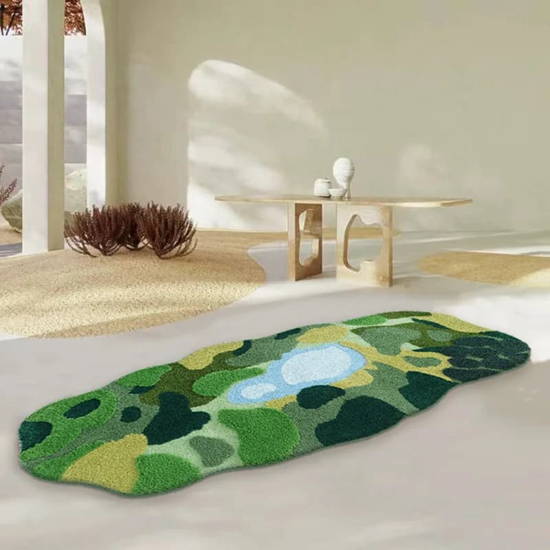Green Forest Lake divano tappeto trapuntato casa lungo tappeto morbido per camera da letto tappetino da bagno antiscivolo spesso tappeto da cucina lavabile in lavatrice