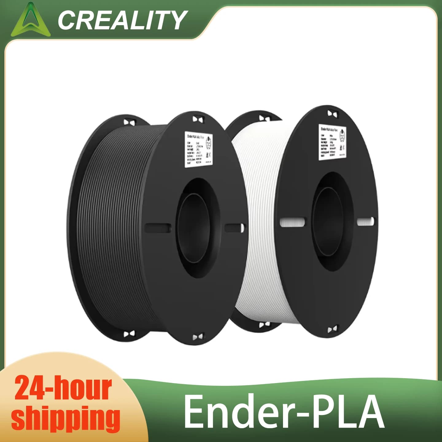 Creality Fit Most 3D Printer PLA Filament 1.75mm PLA 3D Printer Filament 2kg White and Black Ender-PLA Value Pack 2 Spools Pack