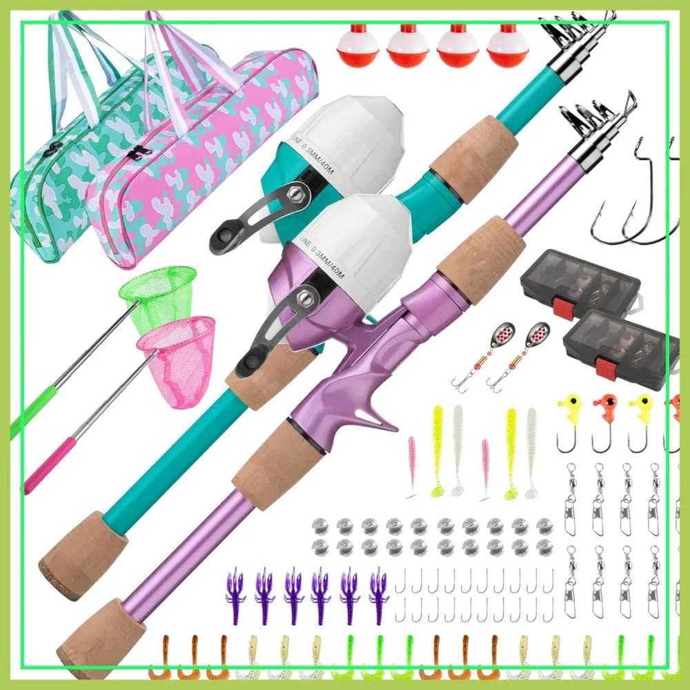 Canna da Pesca Telescopica per Bambini, Set Portatile con Mulinello e Scatola Porta Attrezzi, Perfetto per Principianti e Giovani
