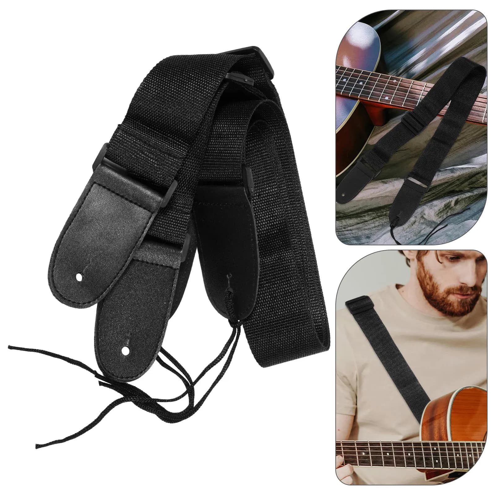 2 Pezzi Tracolla Spessa Regolabile per Chitarra, Robusta e Resistente, per Chitarra Acustica, Elettrica, Basso, Ukulele