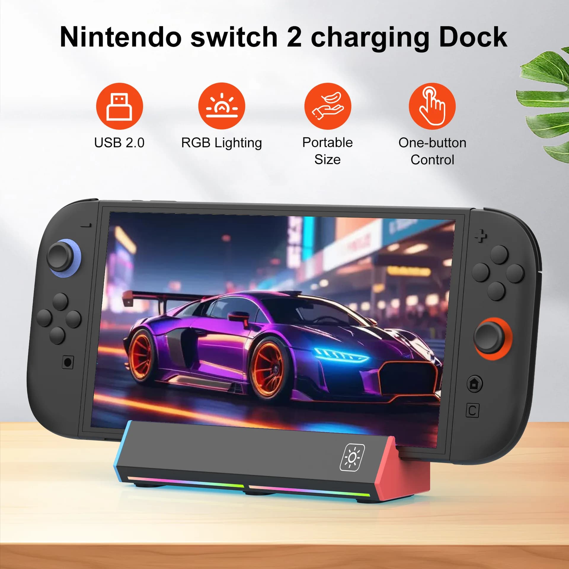 Dock station TV portatile per Switch 2 (2025), con adattatore HDMI 4K a 120 Hz/porta tipo C/porta USB/accessori di ricarica per giochi da 100 W