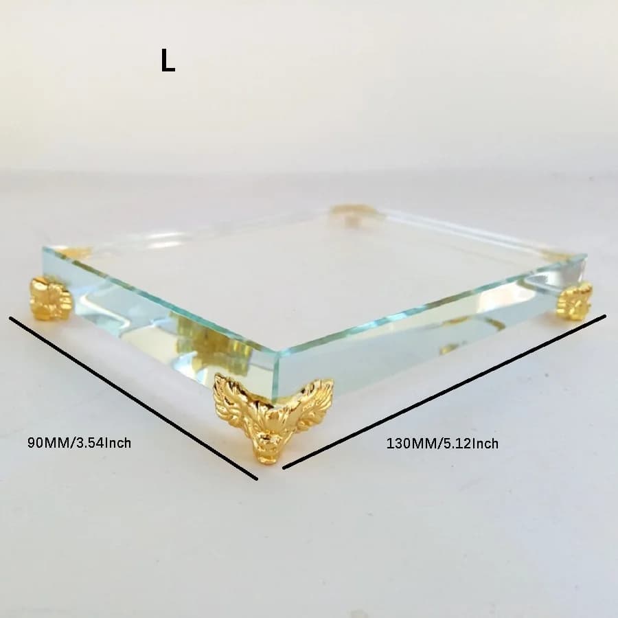 Base rettangolare in cubo di vetro da 1 pezzo, espositore, accessori decorativi fatti a mano per la casa, espositori moderni, per la scrivania della stanza di casa