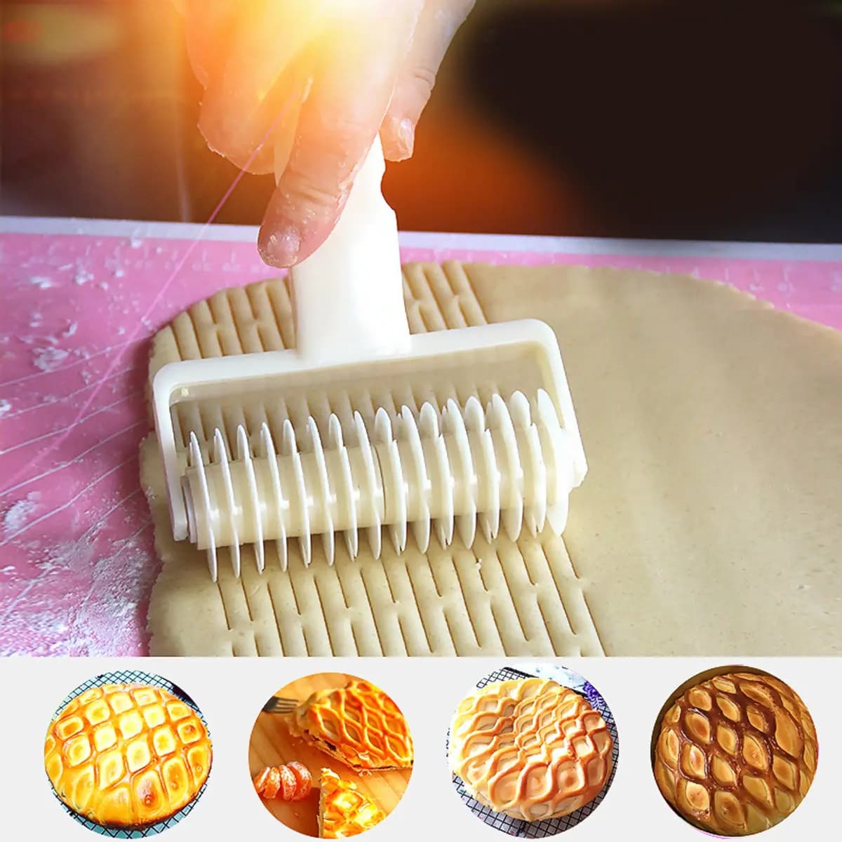 Tagliapasta a Reticolo in Plastica Bianco Crema, Utensile da Cucina per Impasti e Pasticceria