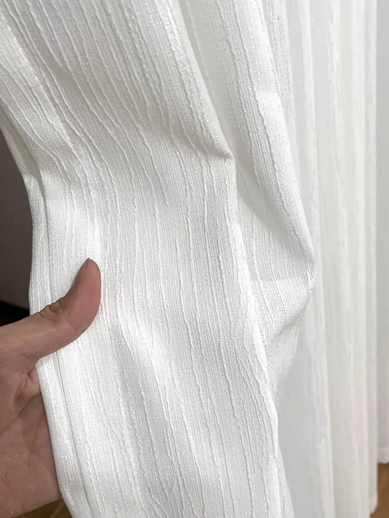 1 tenda trasparente con venature del legno bianco, non oscurante, per la privacy, ideale per l'arredamento delle finestre di studio e di case vacanza.