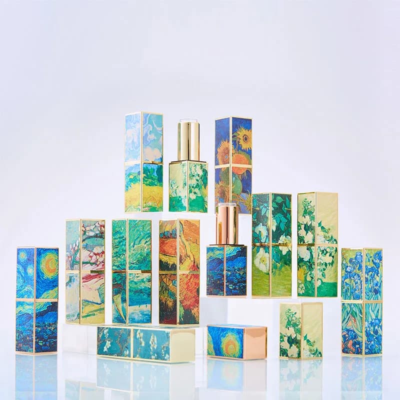 DIY Lipstick Tube Magnetic Lid Van Gogh Oil Painting Series Tube Empty Tube Lipstick Mouth Red Envelope Shell Empty Tube 12.1mm