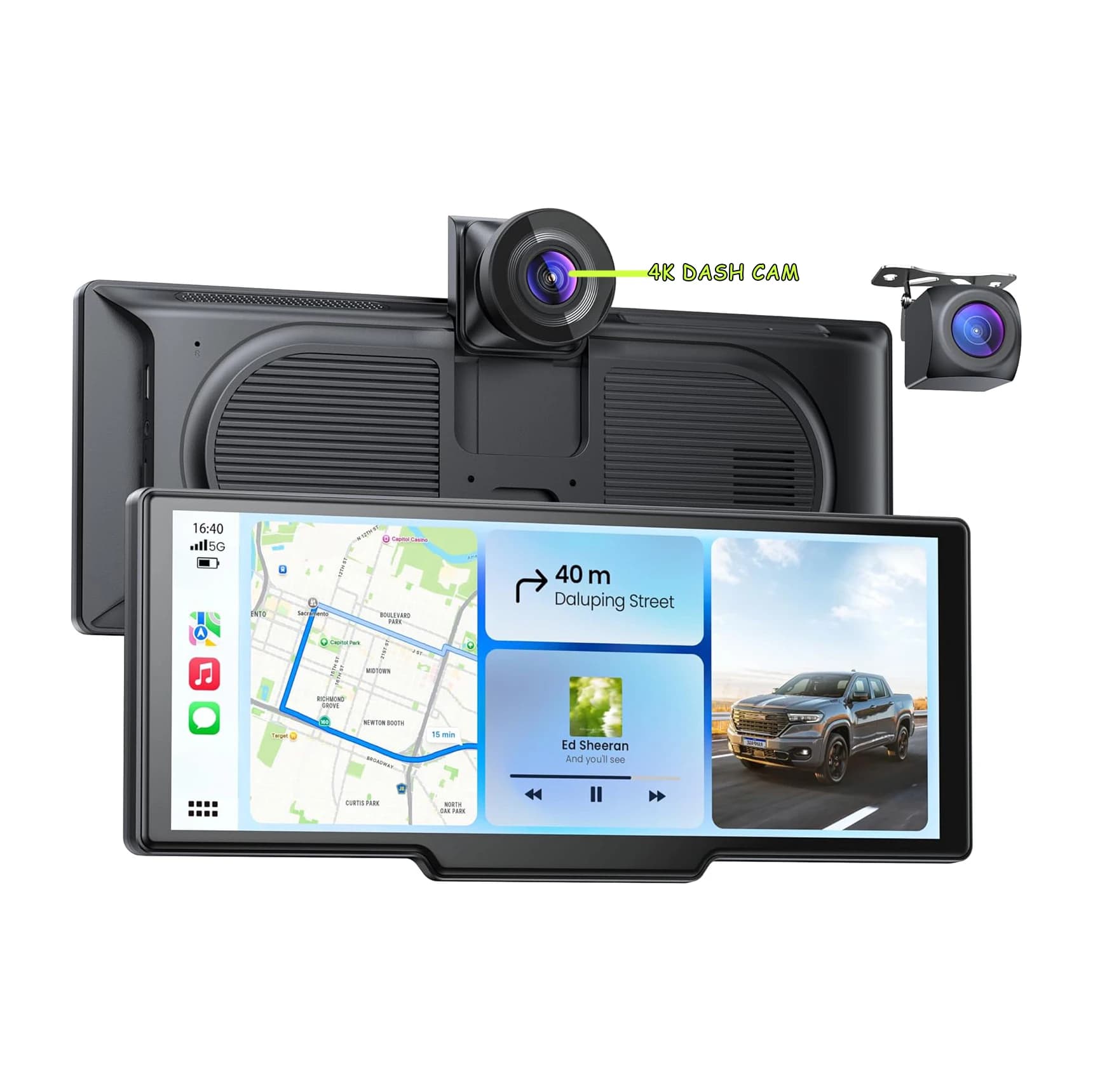 Schermo Car Play di Alta Gamma da 9,26 Pollici IPS 60FPS con Dash Cam 4K e Registrazione Posteriore HD Doppia, Display Mirroring Aggiornato per Qualsiasi Auto