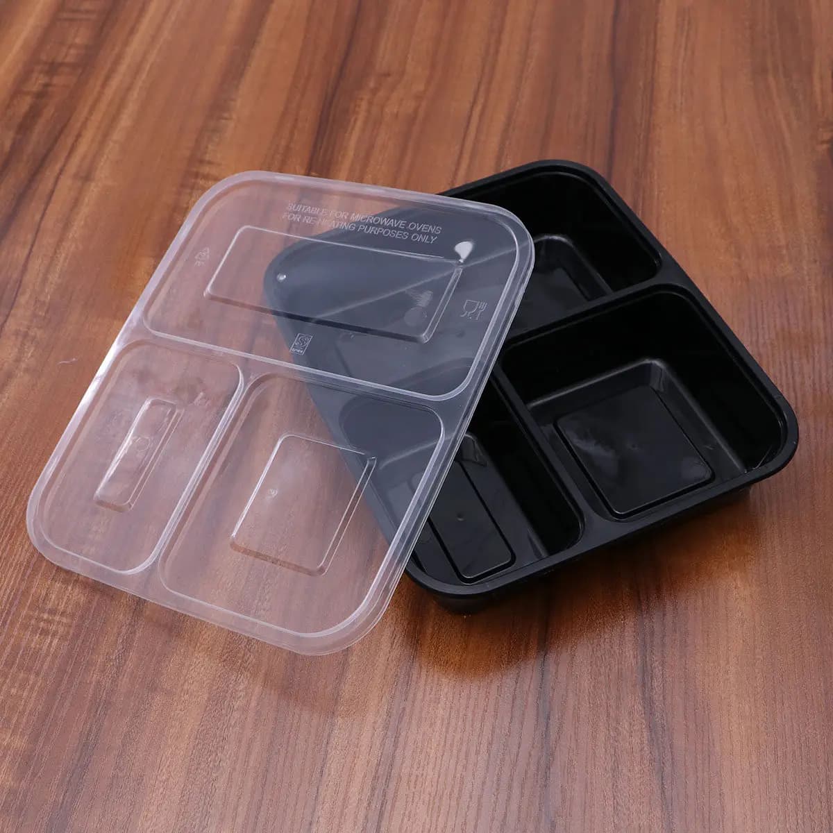 Set di 4 Contenitori Versatili per Preparazione Pasti con 3 Scomparti, Adatti al Microonde, Lunch Box