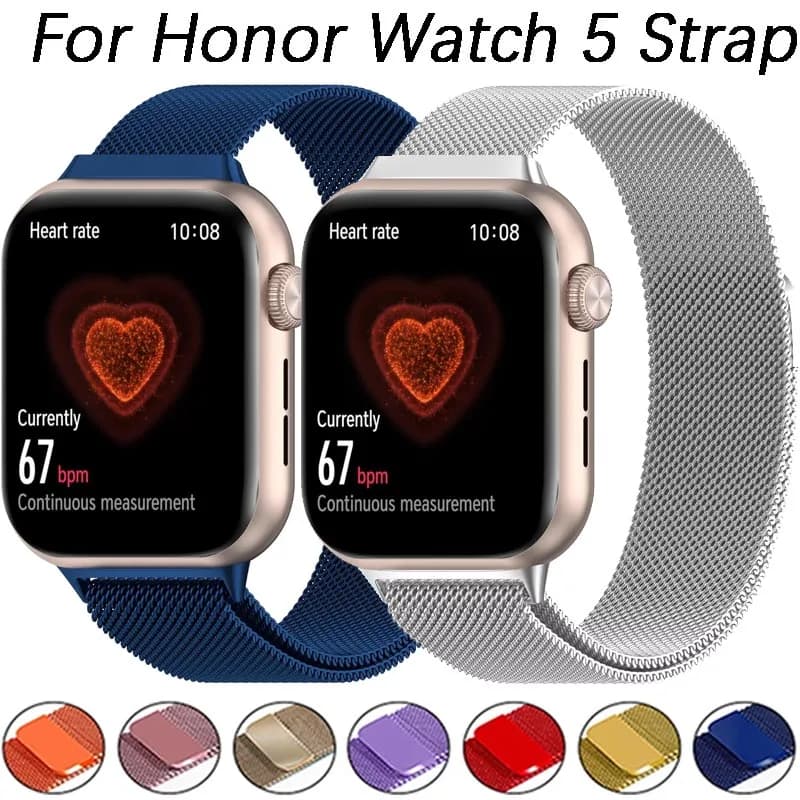 No Gap Metal Milanese Loop Strap For Honor Watch 5 Sports Stainless Steel Magnetic buckle Bracelet Band For Honor Watch 5 Belt