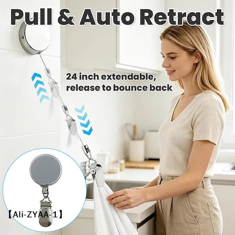 【A】1/2/4pcs Retractable Towel Rack Automatic Rebound No Drilling Self-Adhesive Wall-Mounted Hand Towel Holder With Strong Clips