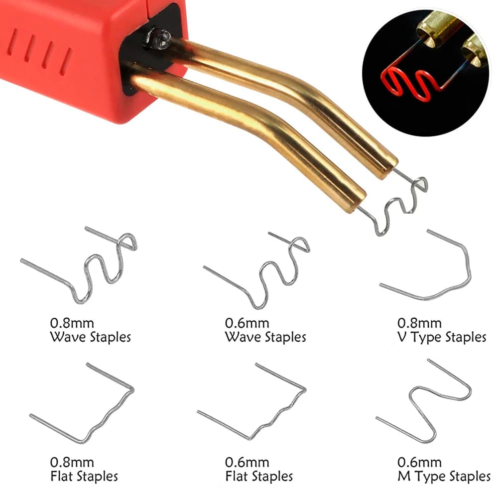 Kit cucitrice a caldo da 500 pezzi, graffette di riparazione in plastica, graffette di riparazione di parti in plastica, riparazione paraurti