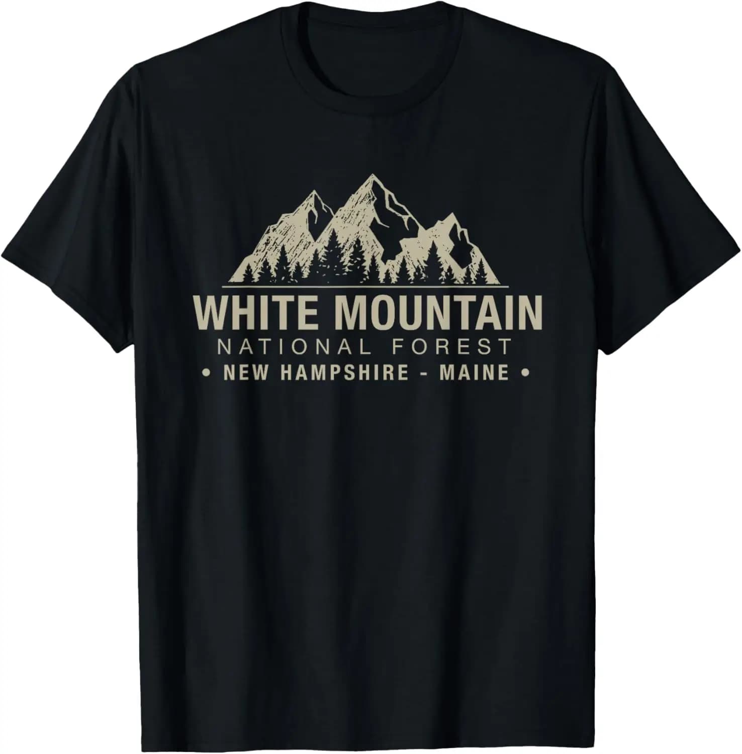 White Mountain National Forest New Hampshire Maine T-Shirt 100% Cotton Trendy Y2K Short-Sleeve Tee – Soft, Quick-Drying, & Moisture-Wicking; Ideal for Sports or Casual Wear; Great Gift for Christmas or Halloween.