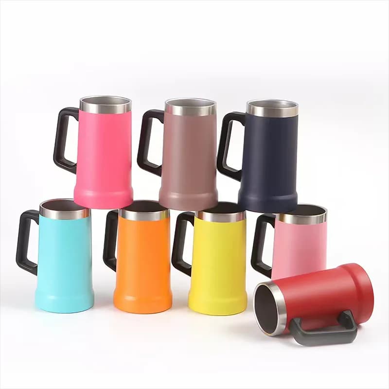 Insulated Stainless Steel Beer Stein Mug Large Volume Drink Tumbler With Handle Home Bar Accessory