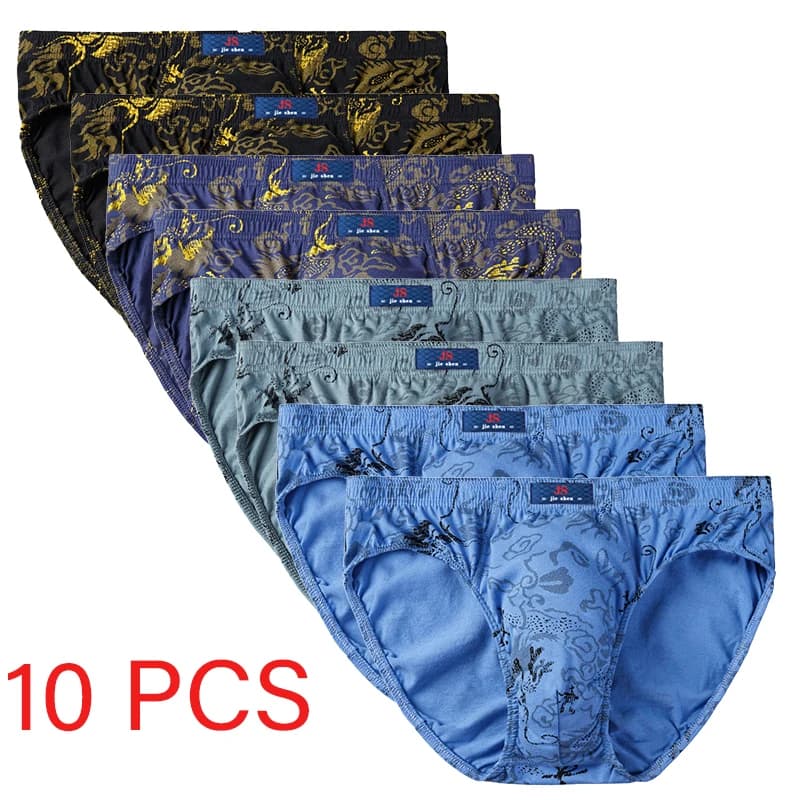 10 Pz/Lot 100% Men's Cotton Printed Slip Mutande Linen Intima Coached Plue Size Lingerie Humidity Absorbent Breathable Mutches