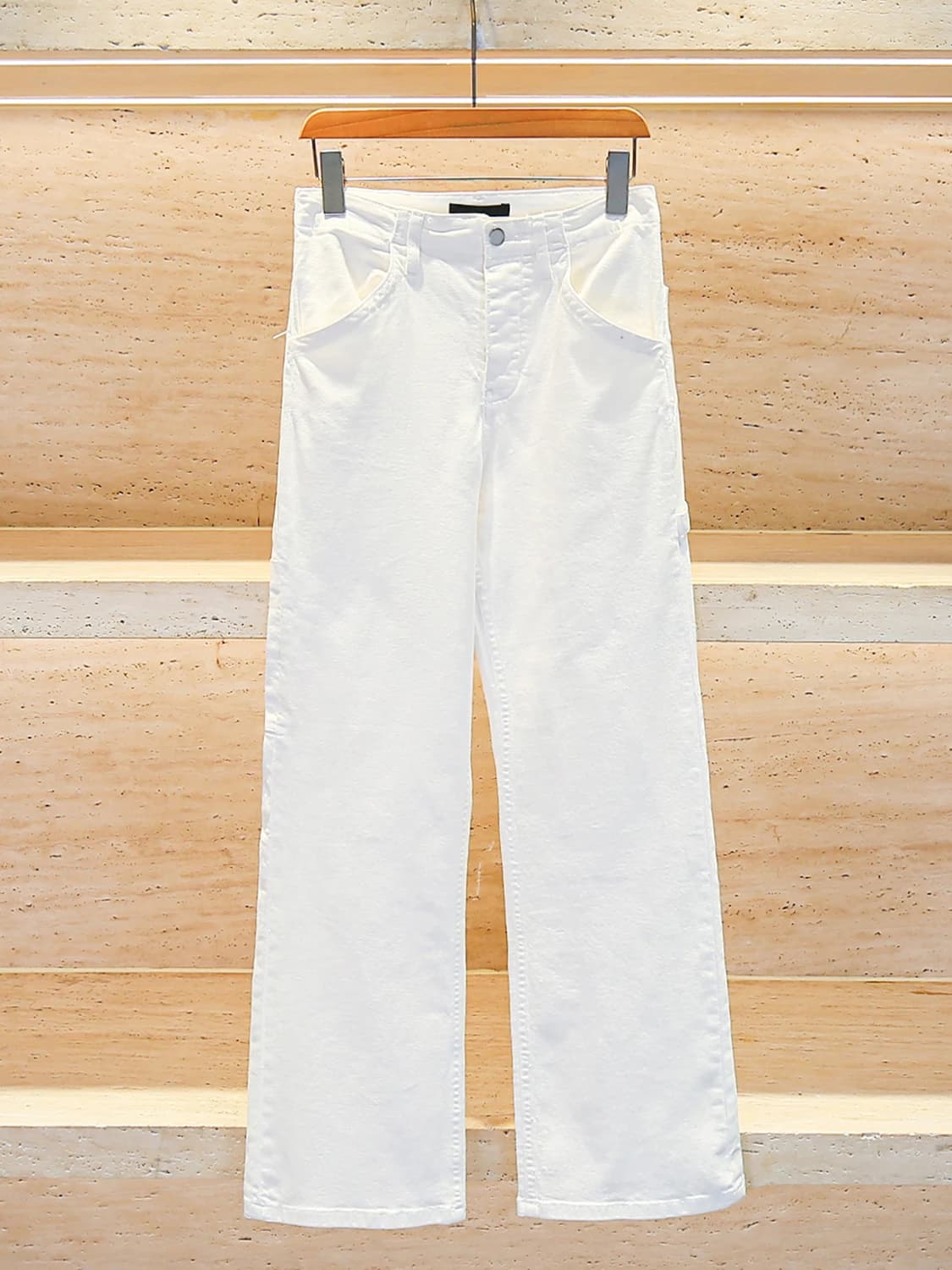 Jeans Bianchi a Vita Alta e Gamba Dritta Lunga per Donna, Moda Casual Estiva, Abbigliamento Femminile Premium M Home Nan You