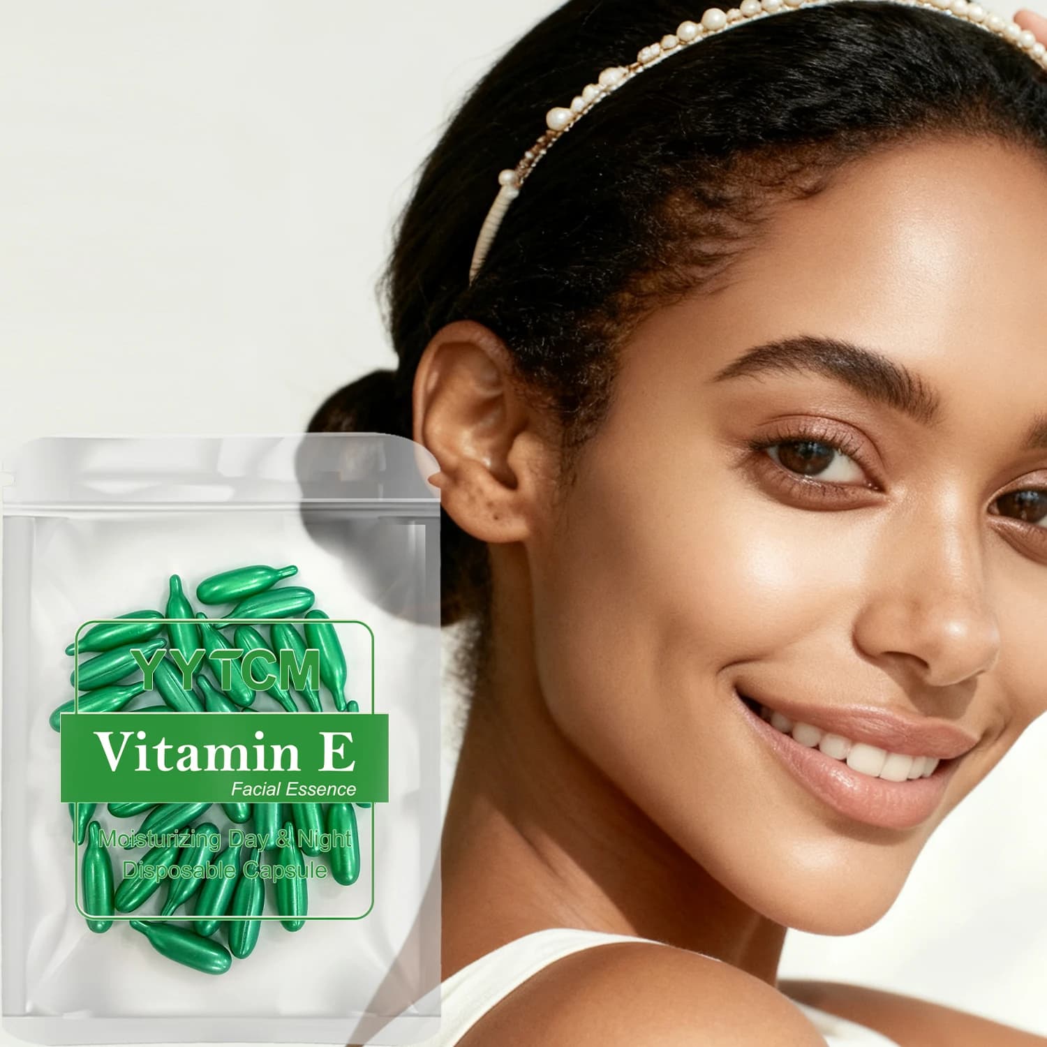 Vitamin E Moisturizing and Firming Essence, Hydrates and Smooths the Skin, Contains Plant-Based Squalane, Vitamin C, Deeply Hydrates and Brightens the Skin, 18 Capsules/30 Capsules/50 Capsules/90 Capsules/120 Capsules/180 Capsules/
