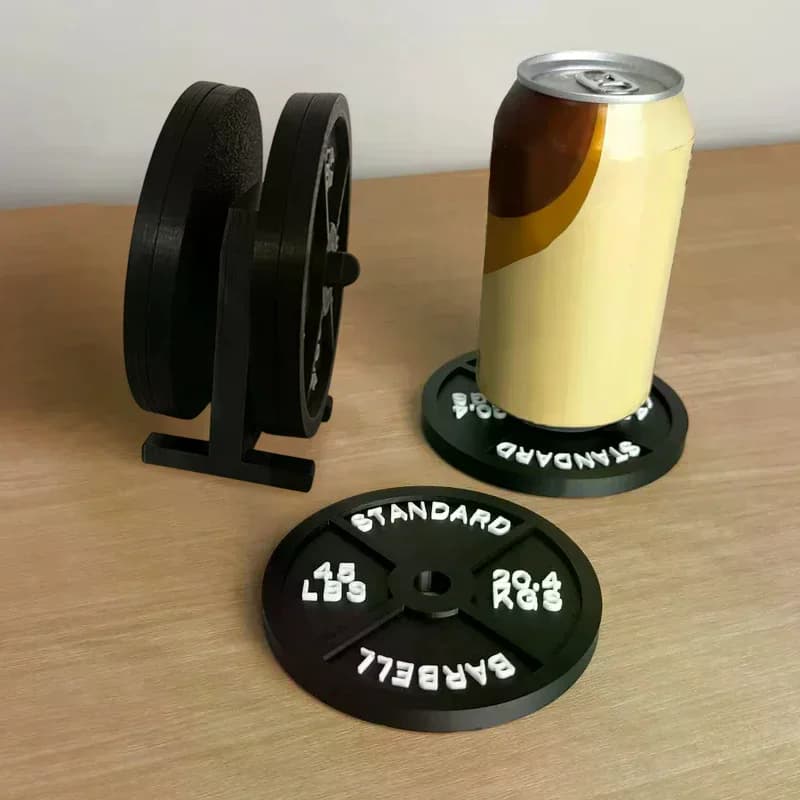 Plate Coaster Set Holder Drink Coaster With Four Black Coasters For Hot Cold Drink For Bar Home Kitchens, Fitness Gyms Weight