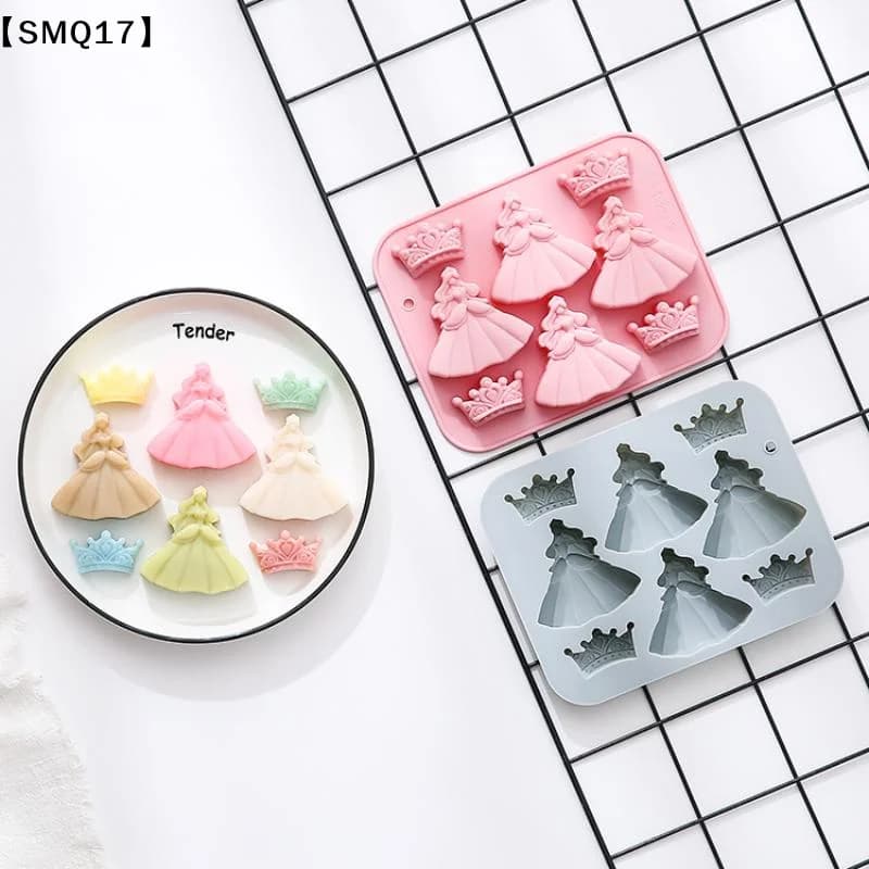 8-hole 3d Princess Dress Crown Silicone Mold Diy Epoxy Resin Mold Mould Cake Decoration【SMQ】