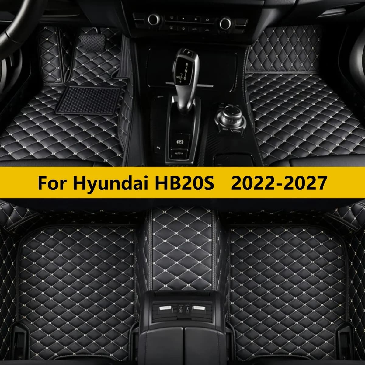 Custom Leather Car Floor Mat For Hyundai HB20S 2022 2023 2024 2025 2026 2027 Leather auto accessories Car Carpet