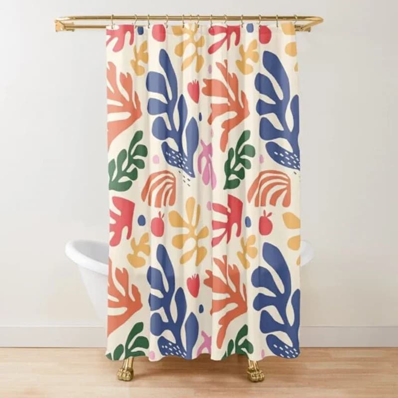 Tenda da doccia astratta Matisse Flower Art, moderna, geometrica, semplice, estetica, pastello, boho, alla moda, decorazione per tende da bagno con gancio