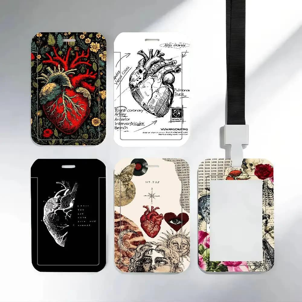Heartbreak Anatomy Pattern NFC Contactless Sliding Card Sleeve For Student Cards, Bus Cards, ID Cards, And Work Permits