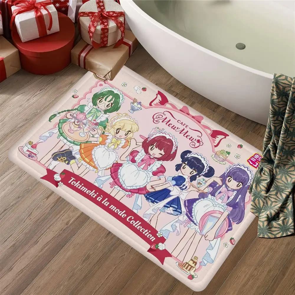 Tappeto da corridoio classico con cartoni animati, simpatico e classico, T-Tokyo Mew Mew, lavabile, antiscivolo, per soggiorno, divano, sedie, tappetino per cucina, zerbino, tappeto