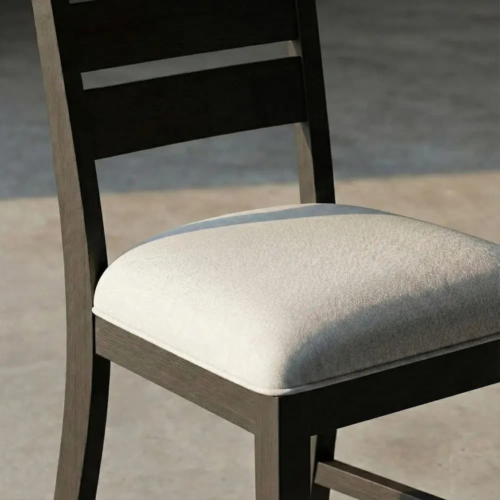 Set di 2 Sedie da Pranzo in Legno, Sedie da Sala da Pranzo Stile Rustico con Cuscino Spesso 3,5 cm, Schienale a Scala in Legno Massello FSC