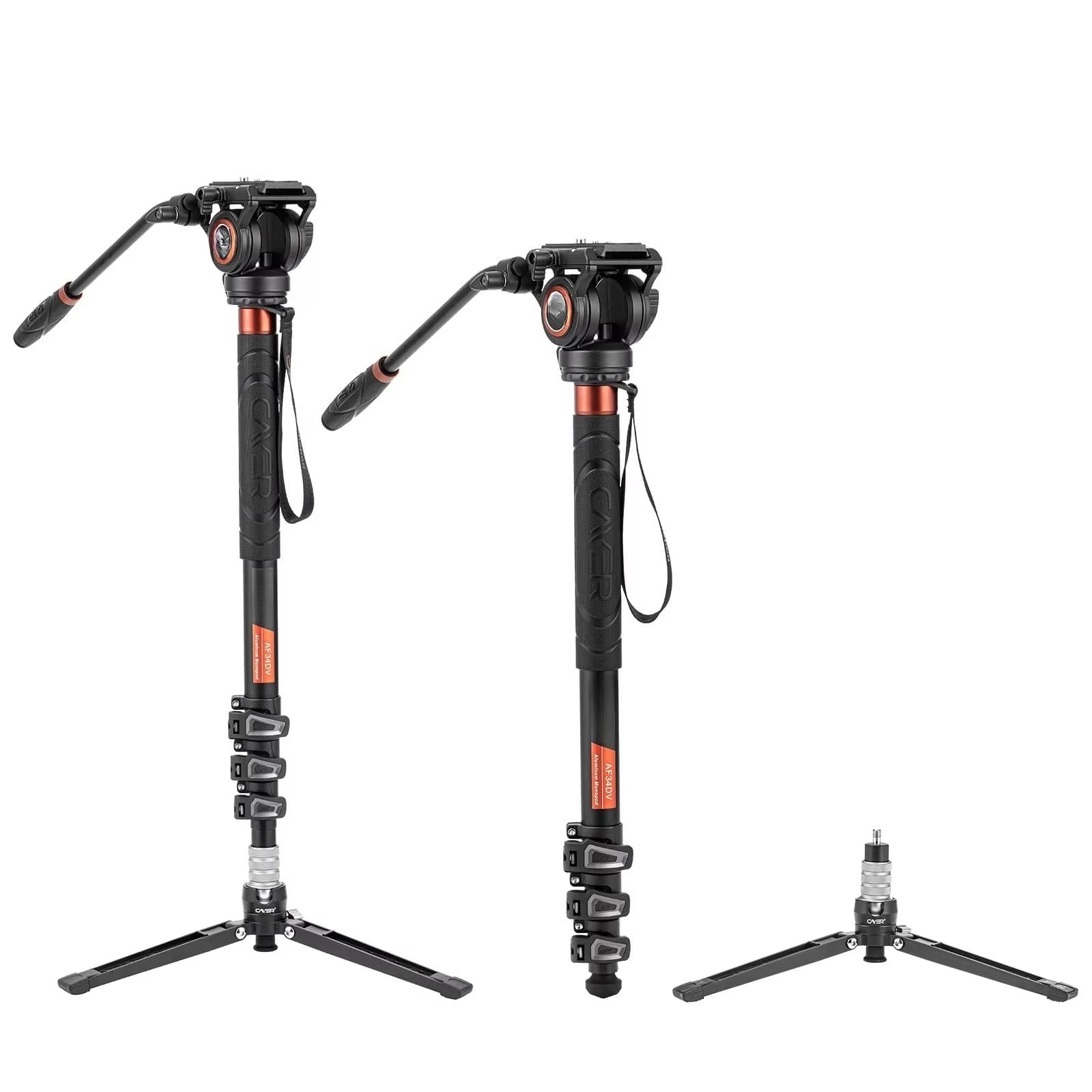Professional Camera Monopod with Fluid Head and Carry Bag, 3-in-1 Mini Tripod and Hiking Trekking Pole Function