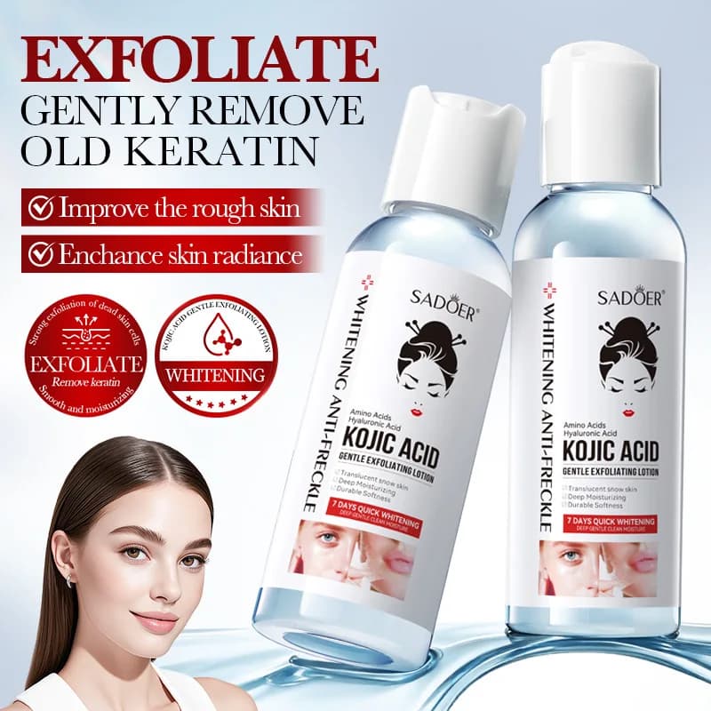 Lozione Esfoliante Delicata all'Acido Kojico 100ml, Esfoliante Illuminante al Cocco con Acido Ialuronico per Pelle Opaca e Ruvida