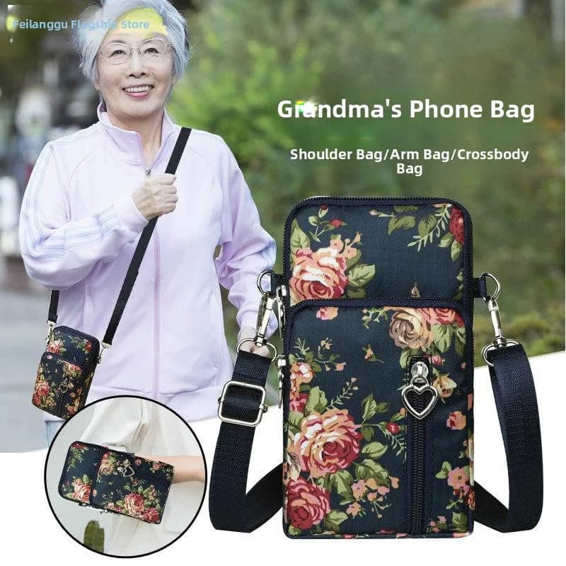 Elderly Neck Strap Mobile Phone Bag Walking Crossbody Handbag Small Change Purse Women's Functional Bag Phoebe Green 2026 Spring