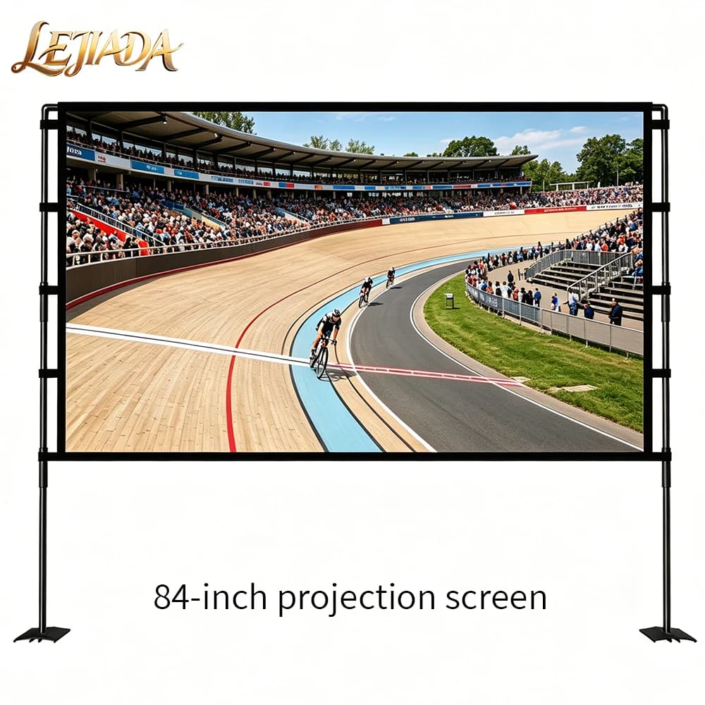 LEJIADA New 84Inch Iron Plate Double Bracket Projector Screen Milk Silk Wrinkle Free Outdoor Home Portable/Small Space Preferred