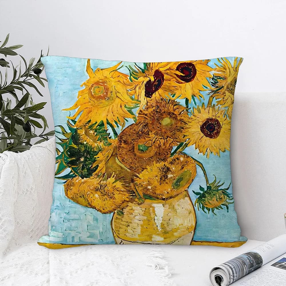 Van Gogh Oil Painting Pillow Case Plush Fabric Soft Print Sofa Cushion Cover Throw Pillow Covers