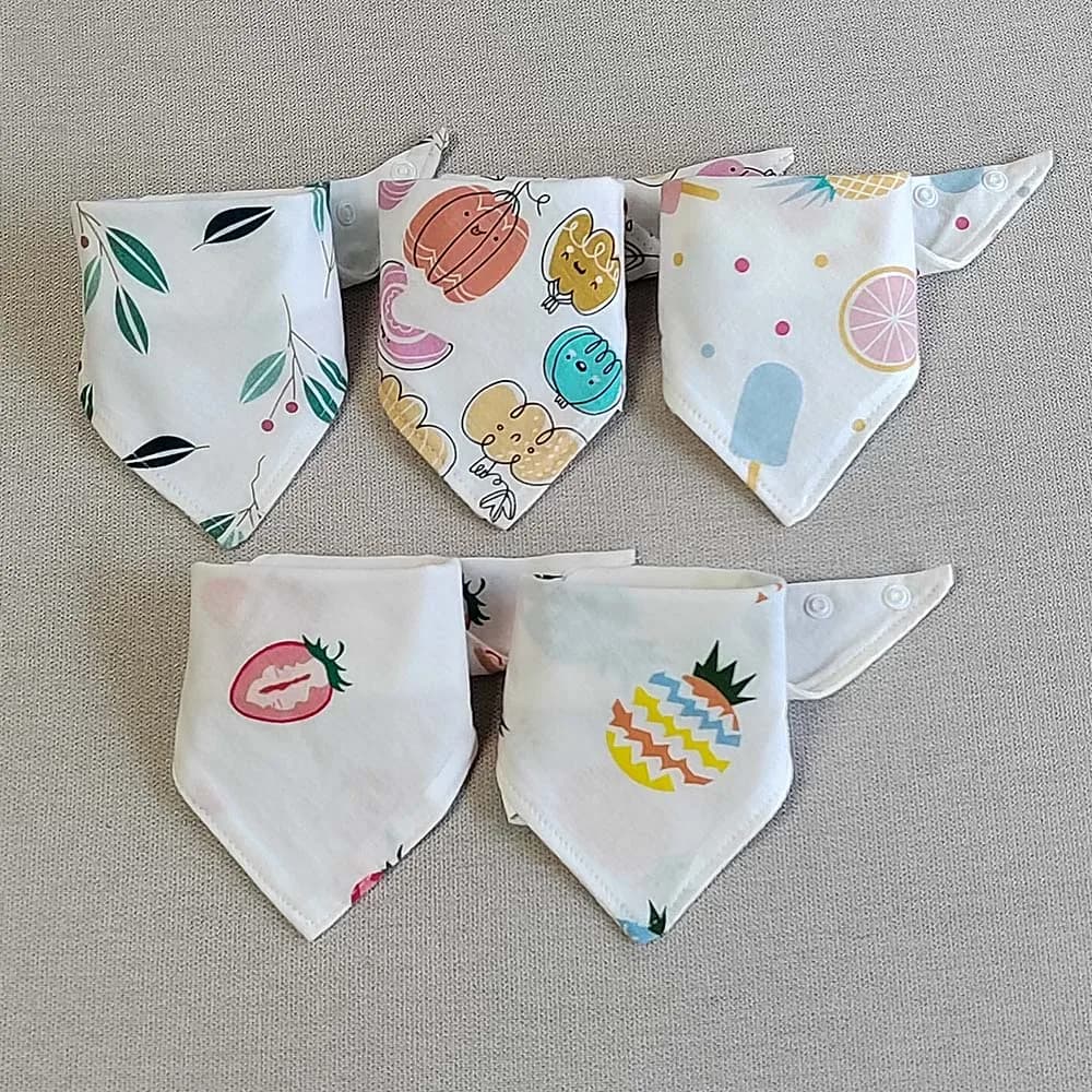 Baby Bibs 5Pieces Cotton Summer Thin Infant Feeding Bib Saliva Towel Newborn Bandana Bib Baby Girl Boy Drool Teeth Apron