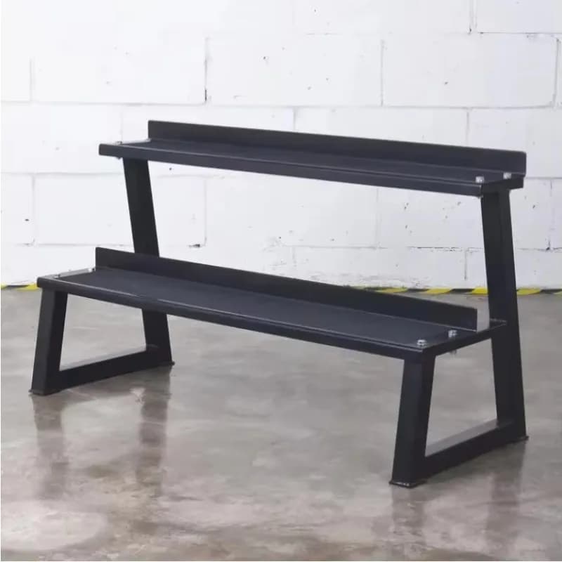 Rack Personalizzato in Ferro a Doppio Strato per Manubri e Kettlebell, Attrezzatura da Palestra, Struttura Stabile e Resistente per Esposizione Fitness Indoor