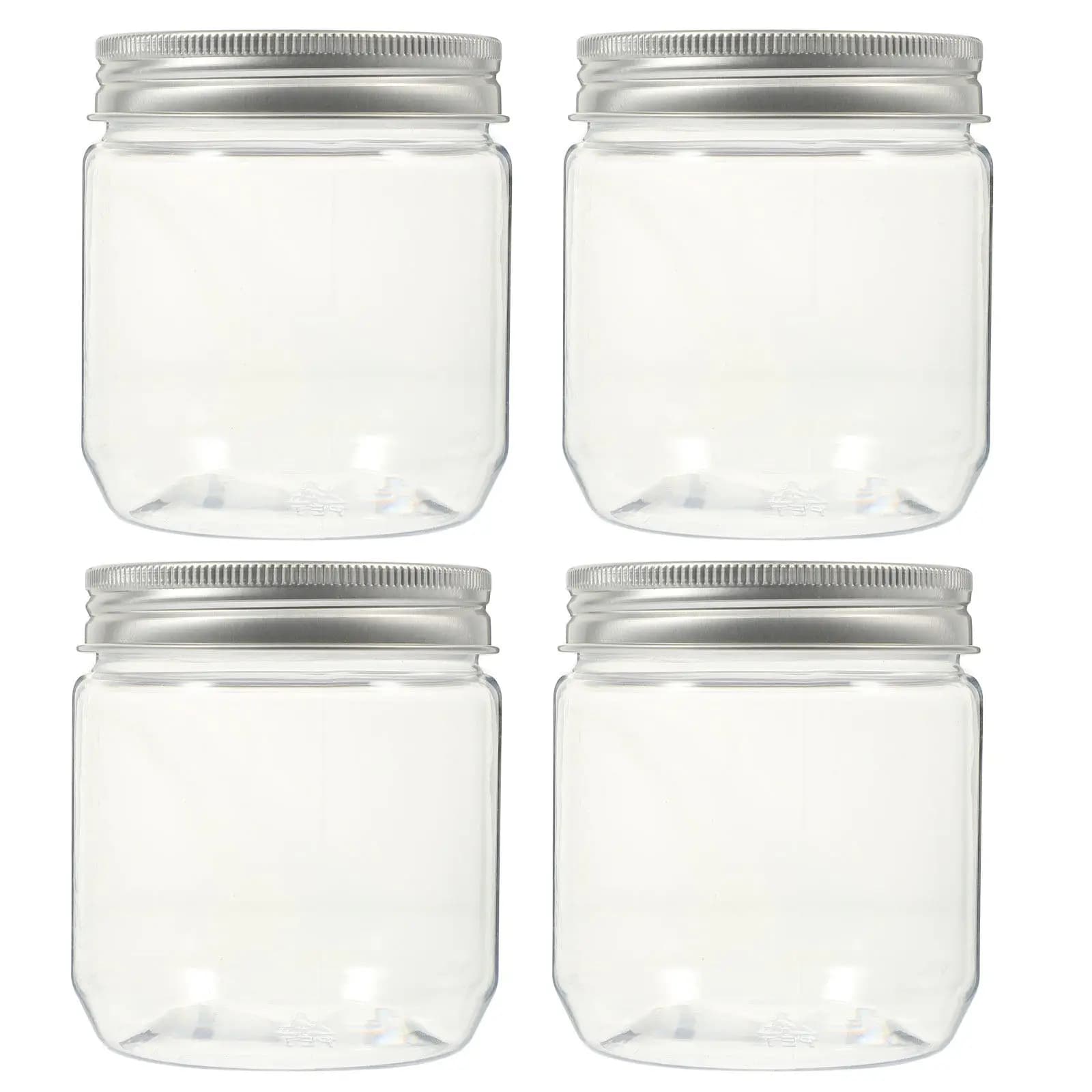 Set di 4 Contenitori Trasparenti per Alimenti, Ermetici e Antigoccia, Organizzatori per Dispensa, per Noci, Cereali e Snack