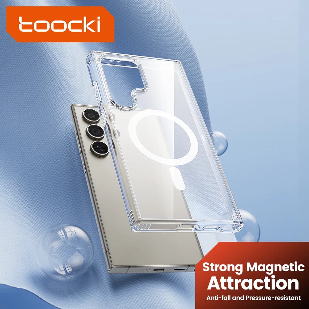 Toocki Transparent Phone Case Magnetic Phone Case For Samsung Galaxy S24 S23 Ultra Plus Soft TPU Case For Wireless Charge Cover