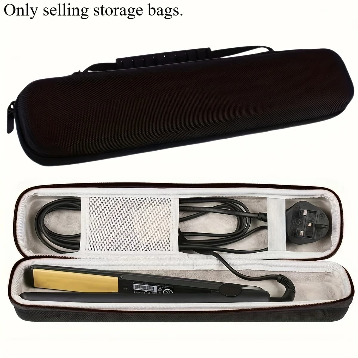 Custodia da viaggio rigida per piastra per capelli, borsa portaoggetti portatile in EVA antiurto, organizer per strumenti di styling con tasca per il viaggio